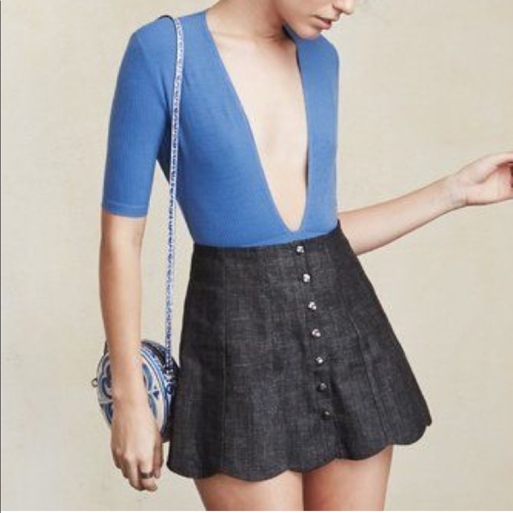 Reformation Maddox Button Down Scalloped Hem Skirt